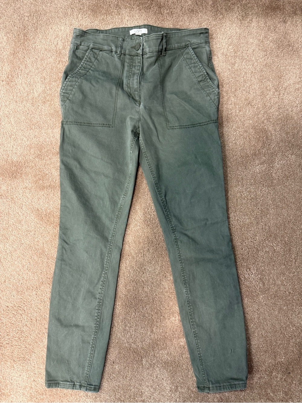 LOFT Olive Green Ankle-Length Women's Pants